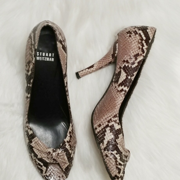 Stuart Weitzman Snakeskin Peep Toes - Picture 2 of 5